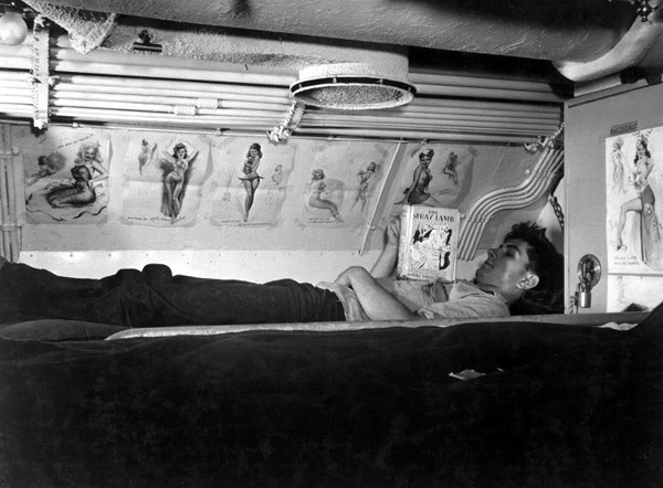 Peter Grabnickas in his rack aboard USS Capelin