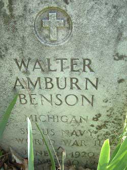 Walter Amburn Benson - Headstone